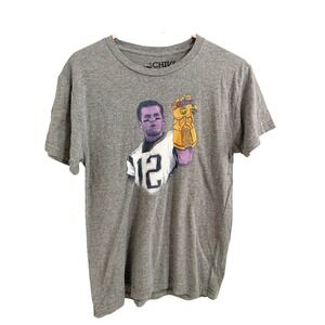 Chive Tees Graphic T-Shirt Mens Small Gray Tom‎ Brady Thanos Infinity Gauntlet